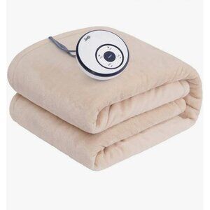 Sealy Electric Beige Blanket Twin Size 62"x84" Soft Flannel Heated Blanket